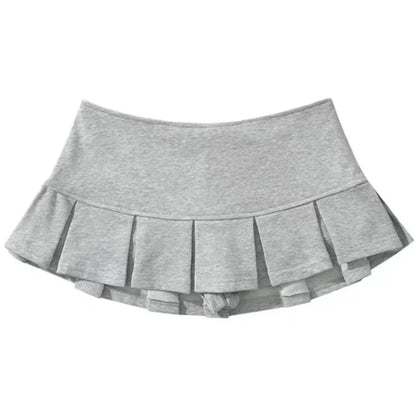 2025 Sexy High Waist Pleated Mini Skirts Women Streetwear A Line Super Short Skirts Woman Korean Fashion Gray Skirt with Shorts
