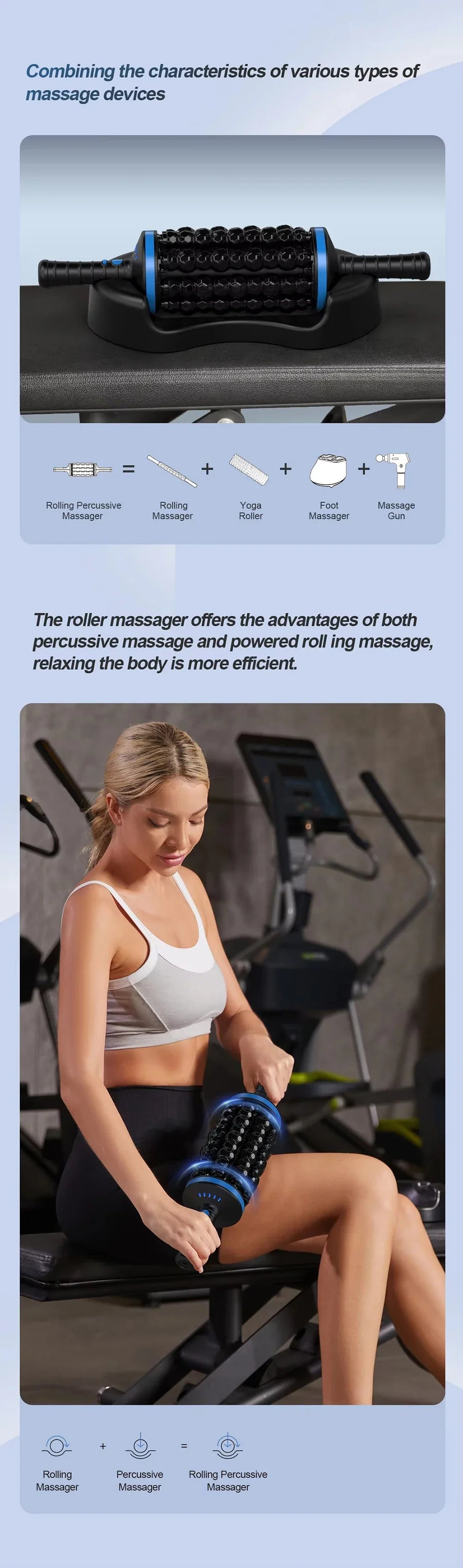 NEW Cordless Roller Body Massage Rechargeable Vibrators 360 Rolling Percussive Massager Muscle Relaxation Back Foot Leg Relaxer