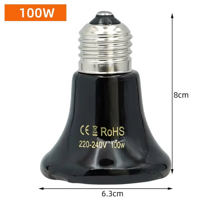 25/50/75/100W E27 Pet Heating Lamp 110V 220V Infrared Ceramic Emitter Heat Light Bulb Pet Brooder Chickens Reptile Lamp 1PC