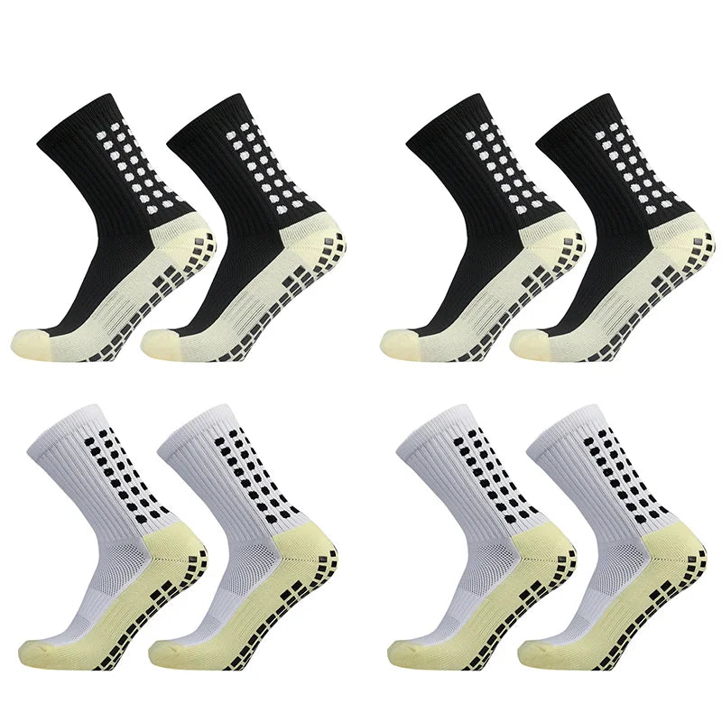 1/4 Pairs Anti-slip Soccer Women Men Outdoor Sport Grip Football Yoga Socks