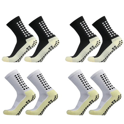 1/4 Pairs Anti-slip Soccer Women Men Outdoor Sport Grip Football Yoga Socks