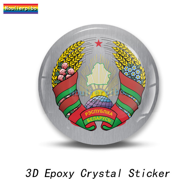 3D Dome Sticker Belarus Flag National Emblem Shield Car Motorcycle Helmet Laptop Vinyl Waterproof Stereo epoxy resin Sticker