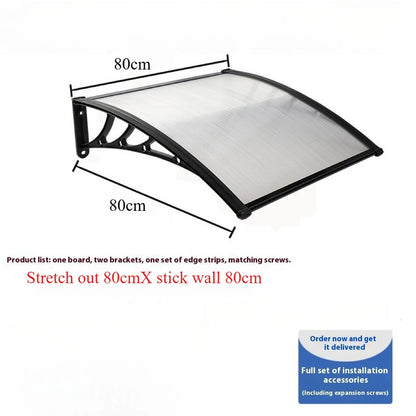 Window Awning Door Canopy 60x60 80x80 60x100 Window Awning Overhead Modern Polycarbonate Cover Outdoor Front Porch Patio Canopy