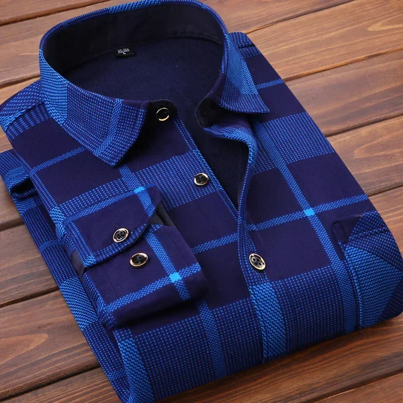 2025Men's Casual Warm Shirts Autumn Winter Long Sleeve Plaid Shirt Thick Warm Tops Men High Quality Soft Large Size Shirt Camisa
