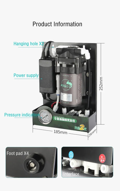 MIUS D Series Reptiles Fogger Humidifier 2 Generation Rainforest Silent Pump Fog Machine Greenhouse Rainforest Garden Spray