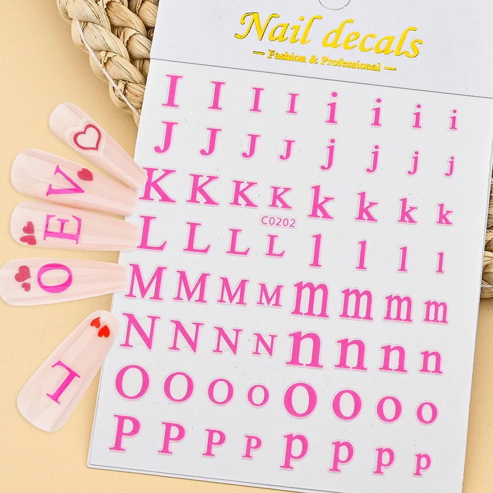 3D Glittery Gothic Letter Design Nail Art Stickers Uppercase Alphabet Letters Artistic Designs DIY Nail Art Decals Decoration #1