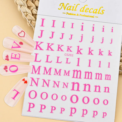 3D Glittery Gothic Letter Design Nail Art Stickers Uppercase Alphabet Letters Artistic Designs DIY Nail Art Decals Decoration #1