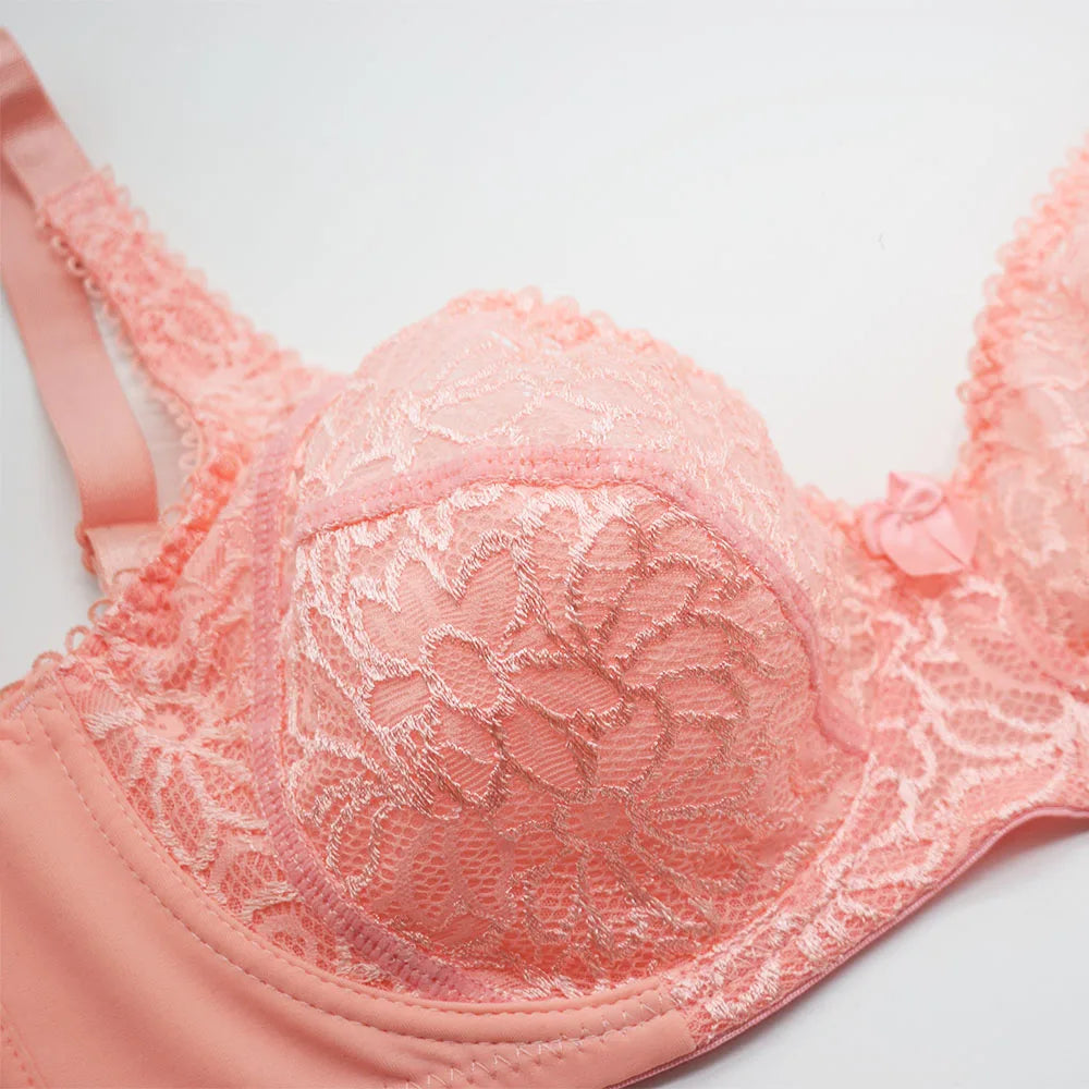 Plus Size Bras For Womens Lace Sexy Bra Perspective Underwire Female Lingerie BH Tops C D DD E F Cup