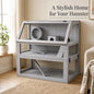 Wooden Hamster Cage 3 Story with Deep Base Removable Levels for Small Animals 80x50x76cm Light Gray
