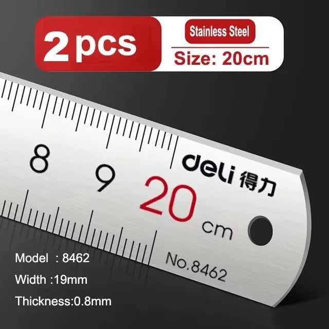 DELI Metal Ruler Precison Clear Marking Craft Wood Working Draft Measure Tool