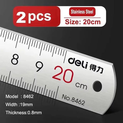 DELI Metal Ruler Precison Clear Marking Craft Wood Working Draft Measure Tool