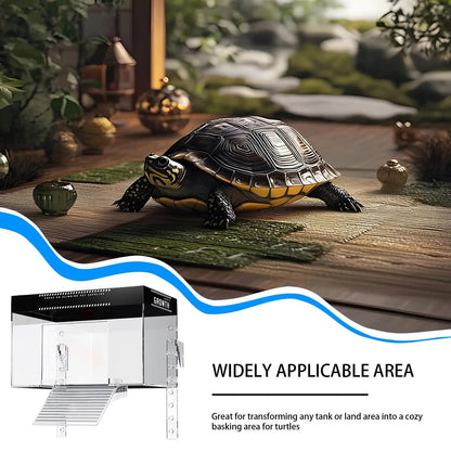 Over Tank Turtle Basking Land Pet Turtle Tank Basking Dock with Lid Reptile Resting Land Aquatic Turtle Basking Platform