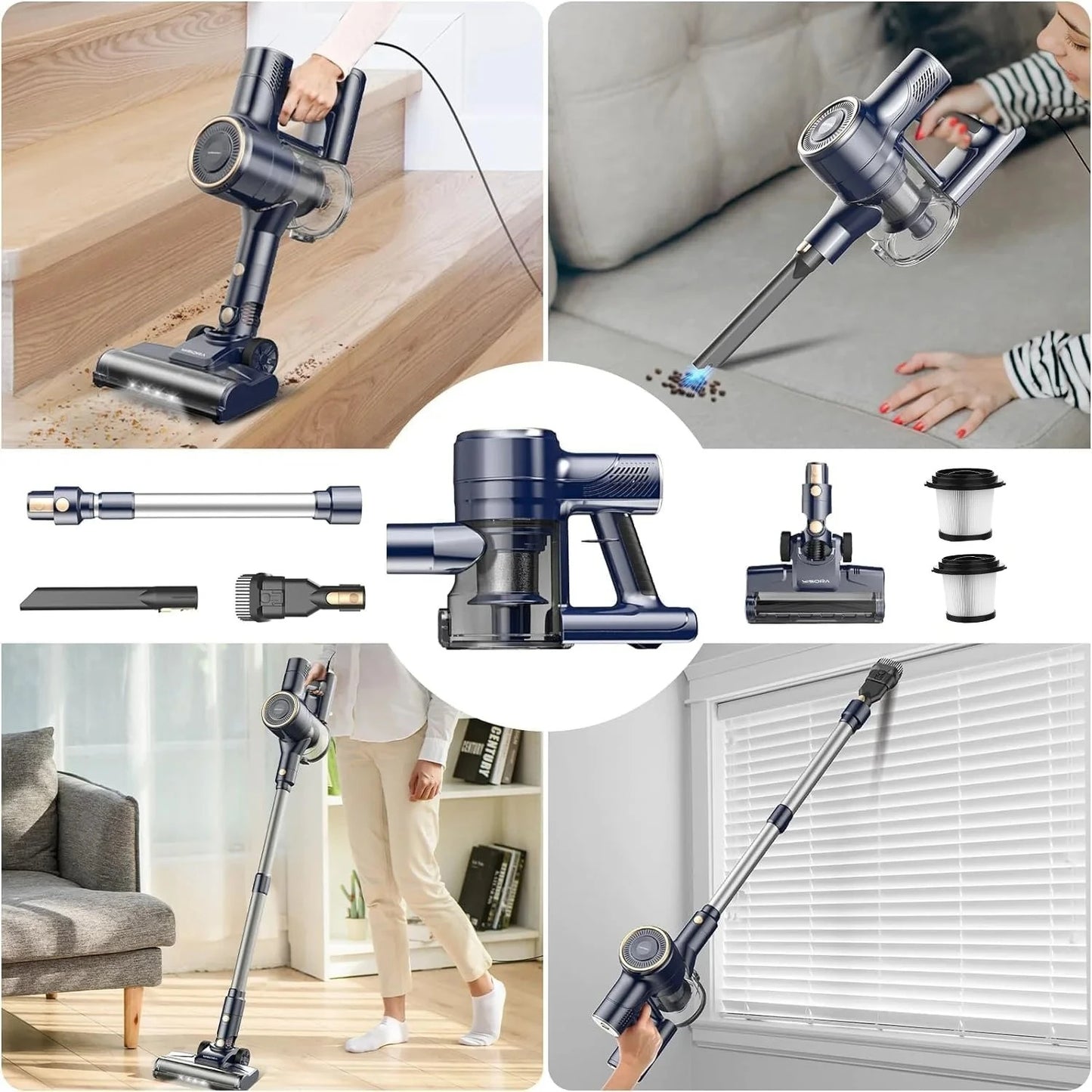 Vastorm 3-in-1 Corded Vacuum Cleaner 600W Powerful Upgraded Motor Free-Stand Lightweight Stick Handheld Vacuum for Carpet Pet Hair