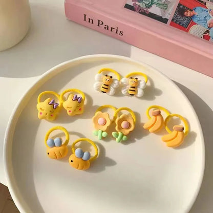 10pc Mini Baby Hair Band Kawaii Cartoon Floral Animal Elastic Hair Rope for Toddler Girl Small Tumb Hair Band Lovely Headwear