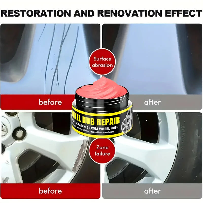 Car Wheel Rim Scratch Refurbishment Paste, Tire Rim Scratch Paint Repair Paste - Black and White Silver Aluminum Alloy Rim Elect