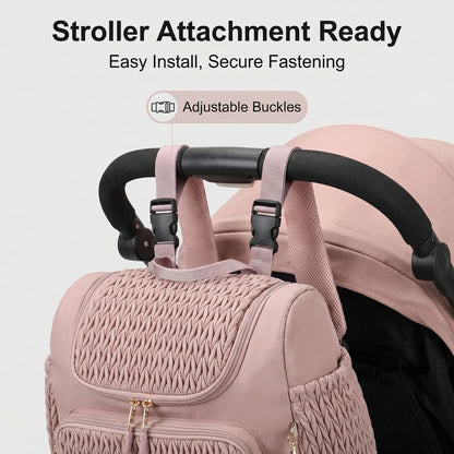 Fashion Mommy Diaper Backpack Large Capacity Baby Care Stroller Hanging Bag Travel Nursing Backpack for Mothers with Organizer