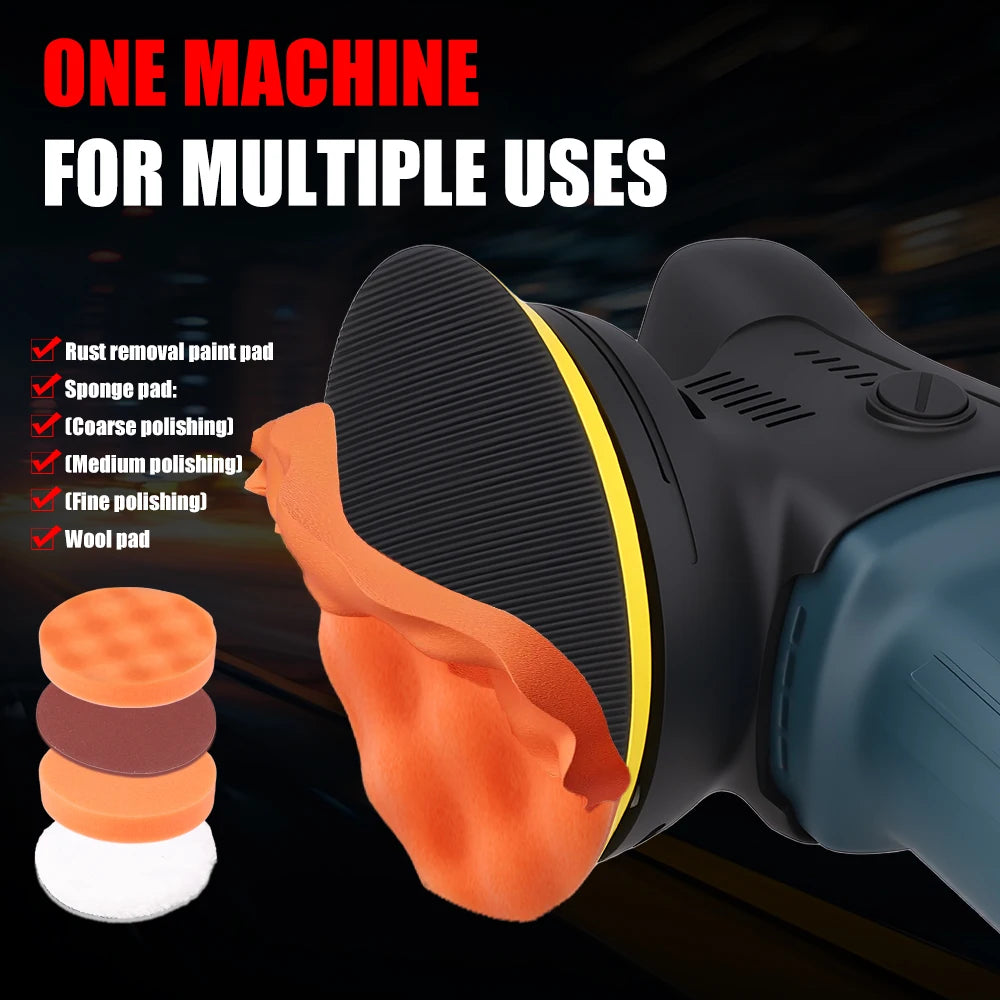 Podofo 980W 5'' 550-3300 RPM Car Polisher 6 Variable Speed Adjustable for Car Detailing Waxing Polishing 24pcs Car Power Waxer
