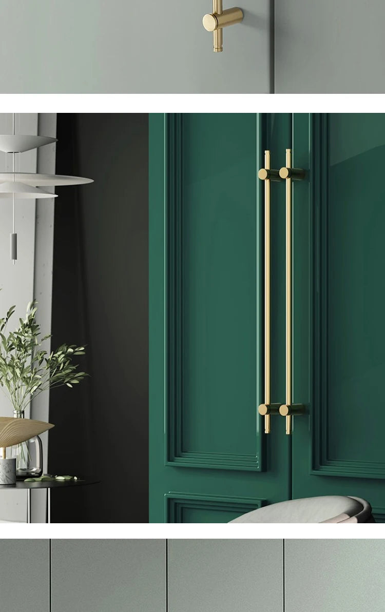 Brass long handle Nordic pure copper modern pulls simple gold light luxury pulls cabinet adjustable long handle cabinet handle