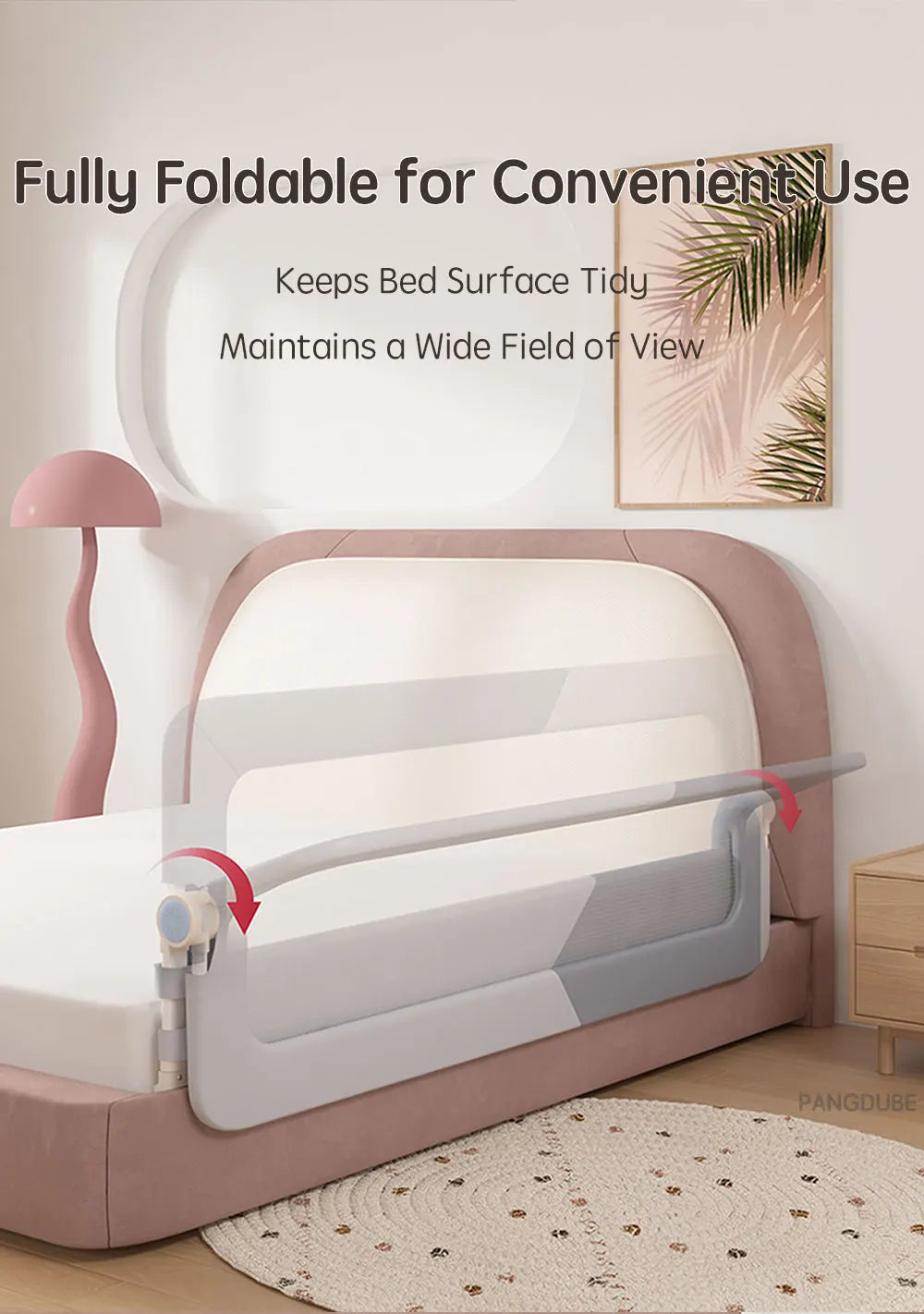 PANGDUBE 1pc Baby Bed guardrail Baby Safety Bed Barrier Children's Safety Bed Rail Guard for Kids Fall Out Protection