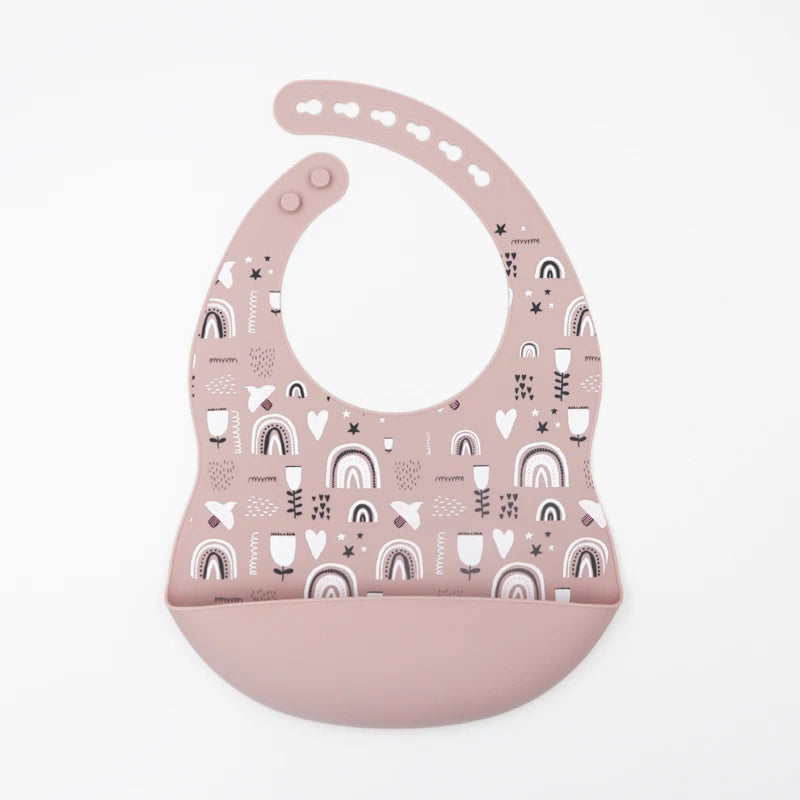 New Arrival Silicone Baby Bibs Silicon Printing Newborn Bib Feeding Burp Cloth Avocado Zoo Tractor Printing Tableware