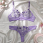 Women Sexy Lace Lingerie Push Up Lingerie Semi-Sheer Bra And Panty Sets Female Erotic Underwear Flower Embroidery Bralette Set