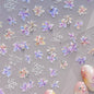 White Flower Petal Cherry Blossom Peach Blossom Falling Petal Floral Gradient 5D Self Adhesive Nail Art Sticker Manicure Decals