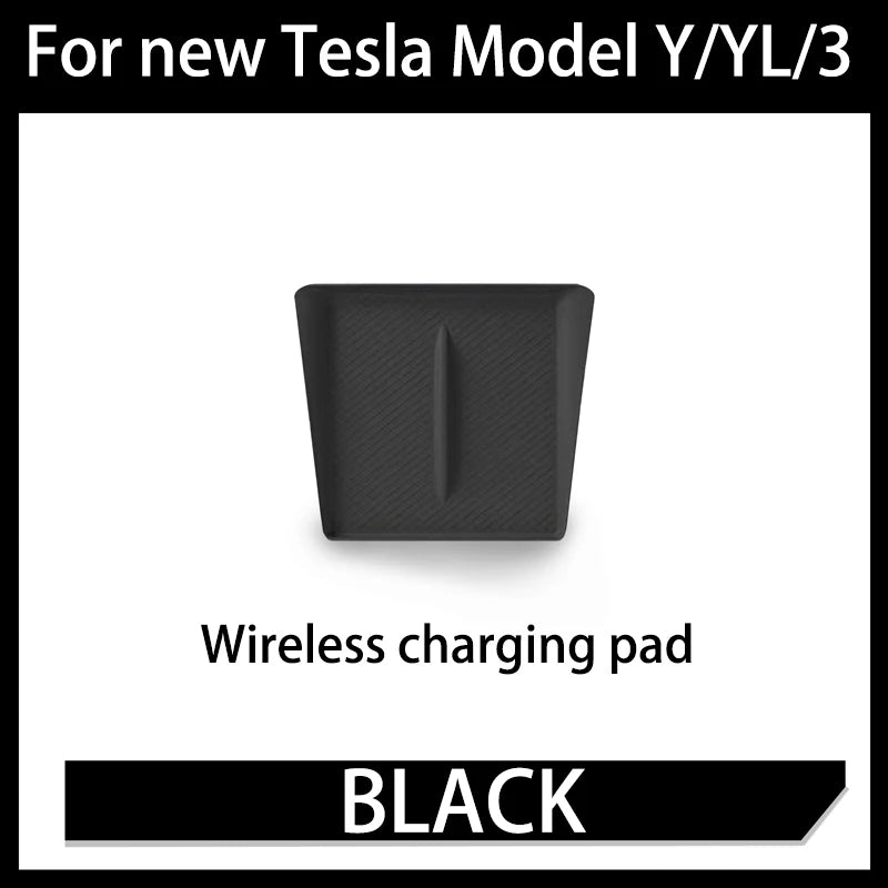 For Tesla Model Y/YL/3 Highland Center Console Wireless Charging Silicone Pad Cup Holder Mat Anti-slip black style accessories
