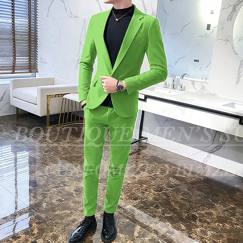 Mens Suits Wine Red Black Green Suits For Man Groom Wedding Velvet Tuxedo Velour Blazer Jackets Pants 2 Piece Costume Homme New
