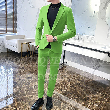 Mens Suits Wine Red Black Green Suits For Man Groom Wedding Velvet Tuxedo Velour Blazer Jackets Pants 2 Piece Costume Homme New
