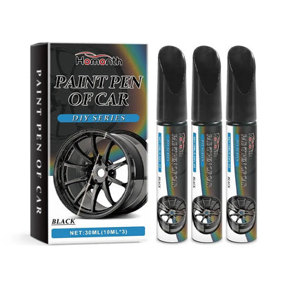 3pcs Black Alloy Wheel Scratch Repair Pen Set Professional Car Rim Scuff Remover DIY Touch-Up Paint Kit for Gloss Black Wheels