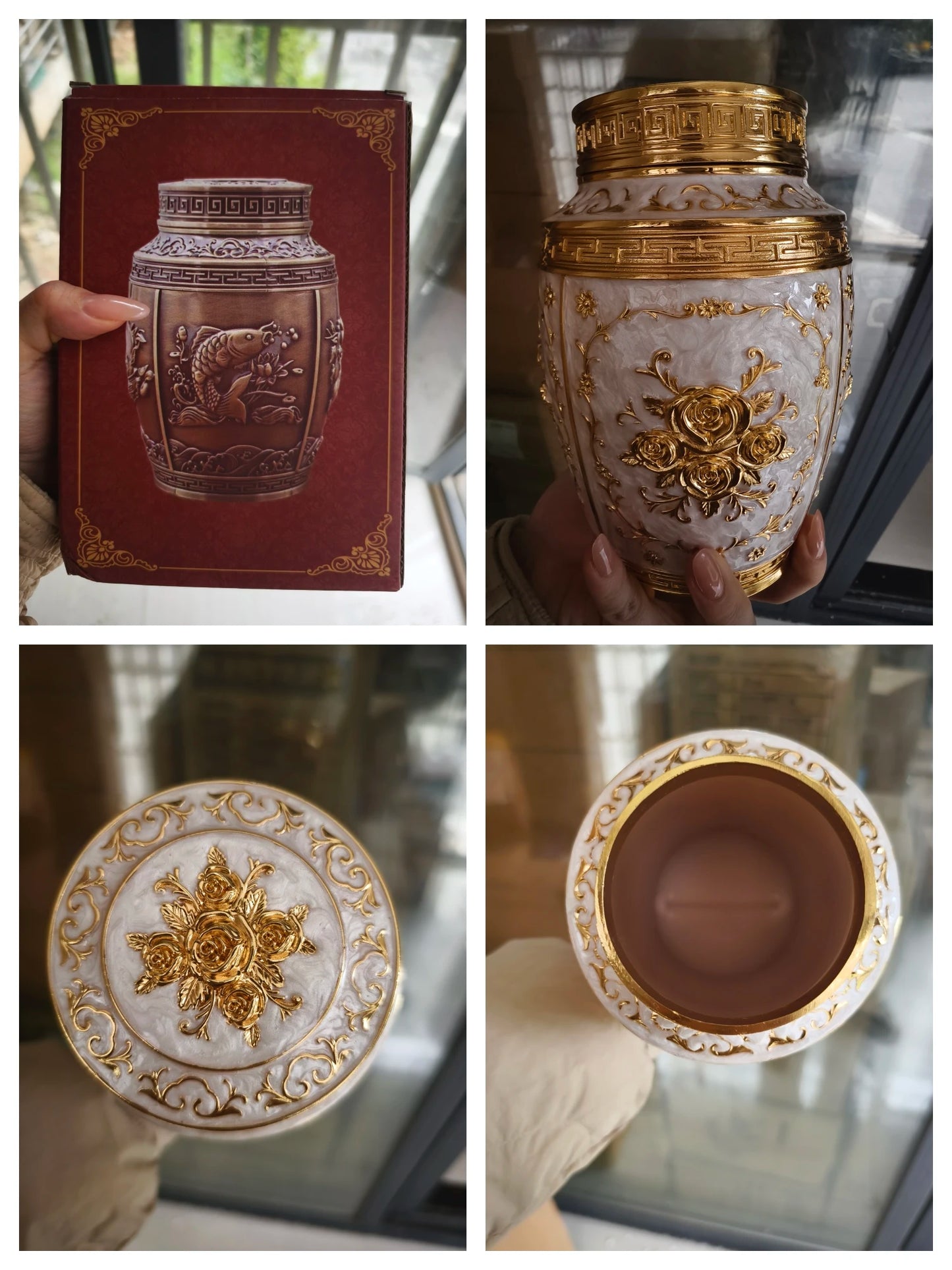 Pet Memorial Keepsake Container for Ashes Tea Canister Coffin Box for Human Ashes Metal Cremation Animal Urn Funeral Home Decor