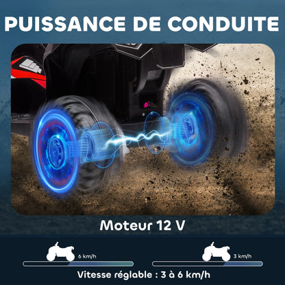 Electric Quad, suitable for children 3-5 years, engine 12 V 2 speeds, Lighthouse LED 3-6 km/h, Red Air
