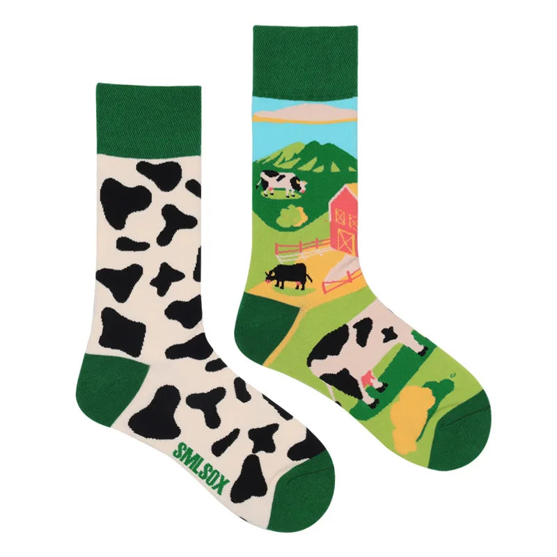 1 Pair Man Women Sock Original AB Tide Socks Colorful Cat Dog Koala Cow Cotton Socks Four Seasons Unisex Socks for Birthday Gift