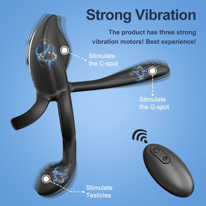 Cock Ring Vibrating for Men Ejaculation Delay Male Erectile Penis Ring G-Spot Clitoris Anal Stimulator Adult Sex Toy for Couples