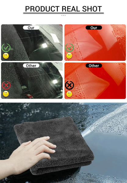 SEAMETAL 600GSM Microfiber Car Cleaning Towel 1/3/6/9pcs 40X40cm Thickened Car Wash Towels Auto Detailing Care Drying Cloth Rags