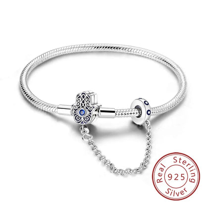 Bracelet Original 925 Sterling Silver Charm Bracelet 17-20CM Love Heart Pave Zirconia Bracelet for Women DIY Charm Jewelry Gifts
