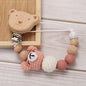 Cartoon Bunny Pacifier Chain Clip Wood Crochet Bear Teething Chain Baby Teether Soother Holder Newborn Chew Toys Pacifier Clips