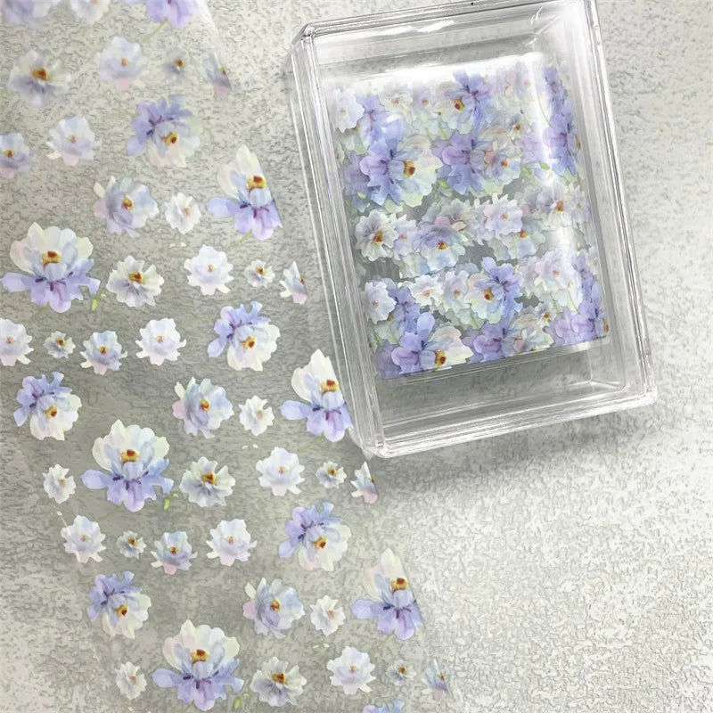1Pc 100cm Flower Nail Foils for Transfer Paper Floral Stickers Rose Nails Wraps Tulip Nail Art Decorations