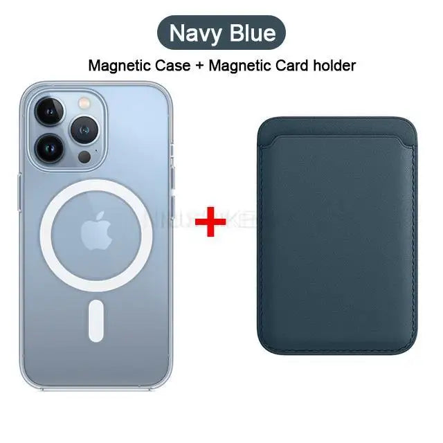 For Magsafe Magnetic Wireless Charging Case For iPhone 15 11 12 13 14 Pro MAX Mini XR XS 7 Plus Leather Wallet Card Holder Cover