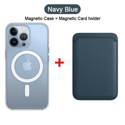 For Magsafe Magnetic Wireless Charging Case For iPhone 15 11 12 13 14 Pro MAX Mini XR XS 7 Plus Leather Wallet Card Holder Cover