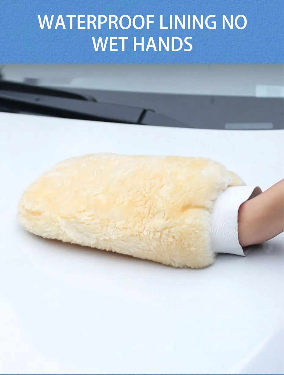 SEAMETAL Waterproof Car Wash Microfiber Gloves Soft Thickened Wool Plush Car Cleaning Mitt Double-faced Glove Car Wash Supplies