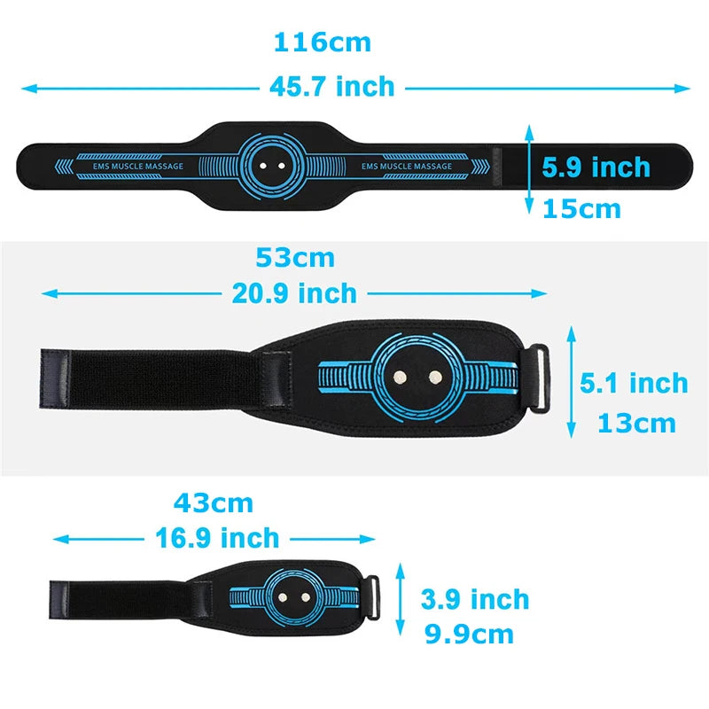 EMS Muscle Stimulator Toner Abdominal Toning Belt Body Slimming Massager Belly Waist Back Arm Leg Fitness Massage USB Recharge