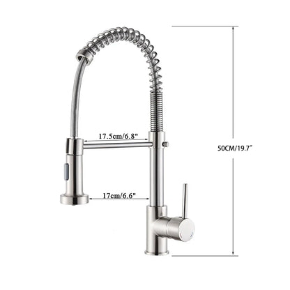 Kitchen Faucets Brush Brass Faucets for Kitchen Sink Single Lever Pull Out Spring Spout Mixers Tap Hot Cold Water Crane