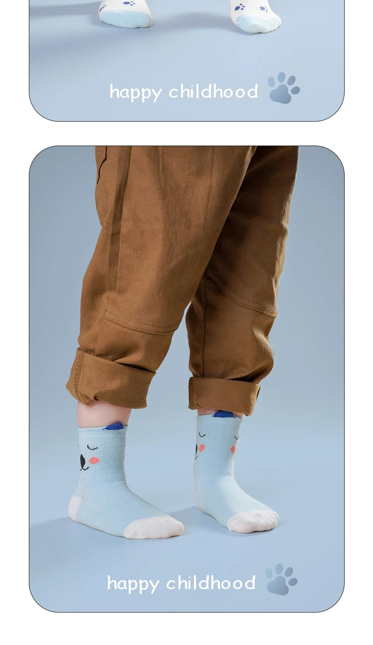 5Pairs/Lot Cotton Kids Anti-Slip Winter Socks Casual Baby Boys Girls Sock Floor Children's Socken With  Grips Kids For 0-8 Years