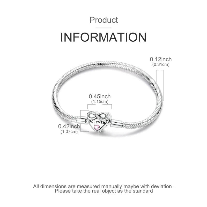 Original 925 Sterling Silver Bracelets 17-20CM Love Heart Flowers Butterfly Charms Beads Bracelet For Women Fashion Jewelry Gift