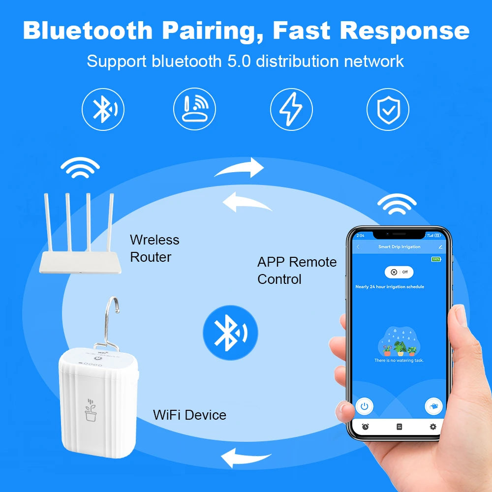 WiFi Intelligent Watering Device Timed Automatic Drip Irrigation System Remote APP Control Auto Watering for Indoor Plants