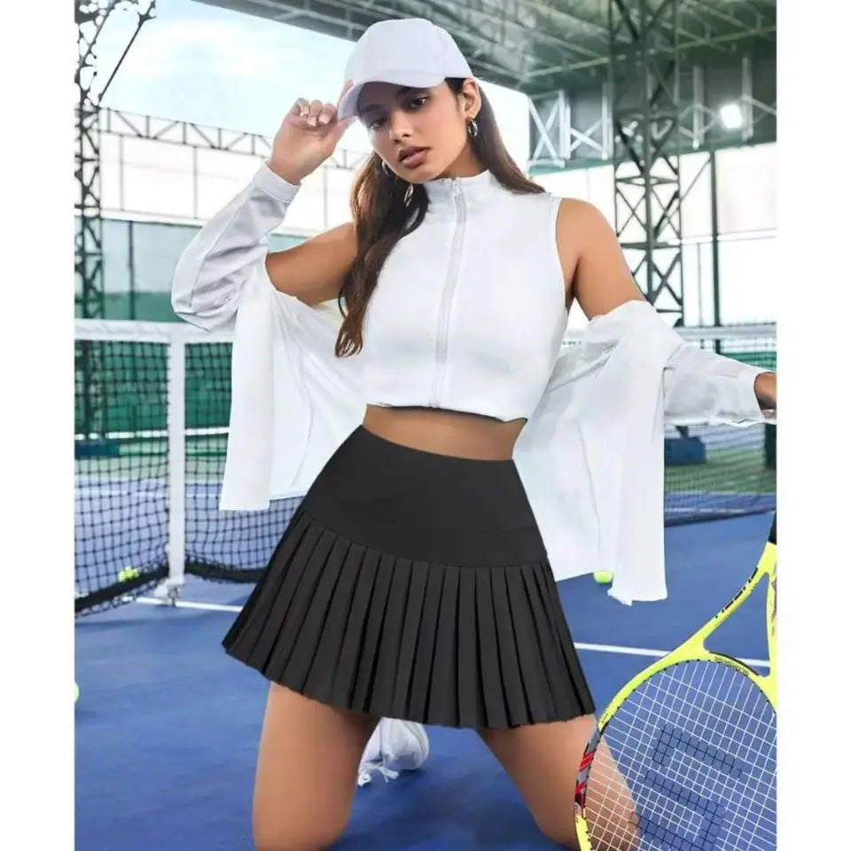 Fashion New Summer Sports Shorts Women Pleated Mini Skirt Anti Glare Short Skirt Running Outdoor Fitness Breathable Tennis Skirt