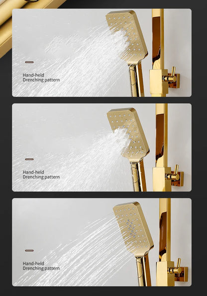 Gold Piano Digital Display Bathroom Shower Set Brass Bathroom Faucet Accessories Thermostatic Digital Bathroom Shower System