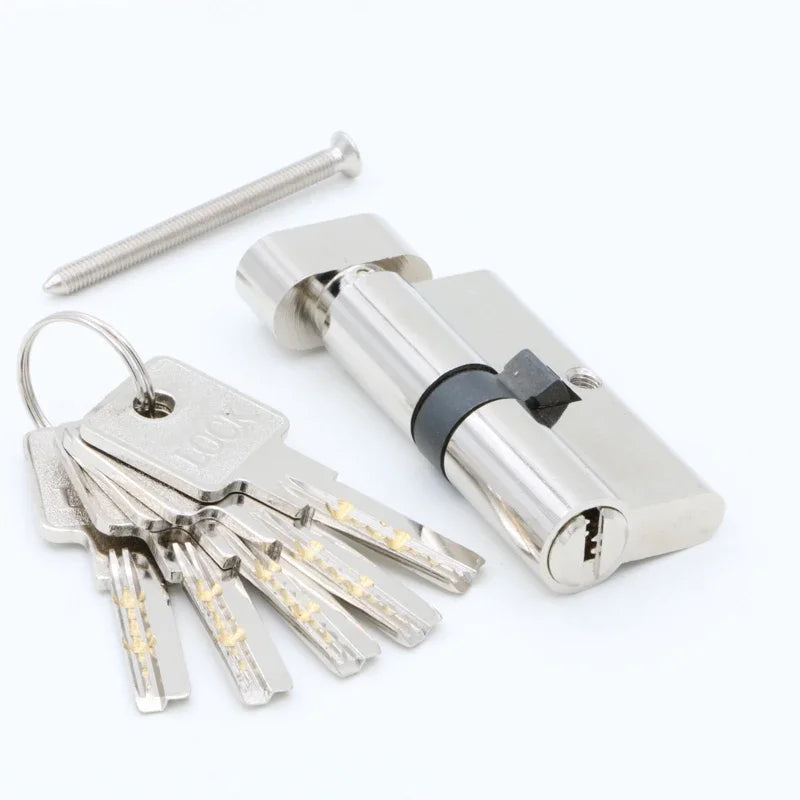 Door Cylinder 55 60 65 70 75 80 85 90mm Security Copper Lock Cylinder Interior Bedroom Living Handle Brass Key Locking 5 Keys