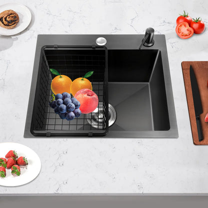 High-Class Kitchen Sink Complete Set,45*40*20Cm,201 Stainless Steel Durable Large Capacity Clean Sink，Single Bowl Black Sink
